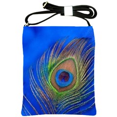 Blue Peacock Feather Shoulder Sling Bags