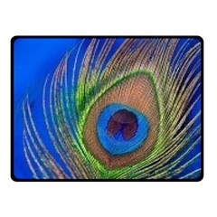 Blue Peacock Feather Fleece Blanket (Small)