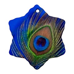 Blue Peacock Feather Ornament (Snowflake)