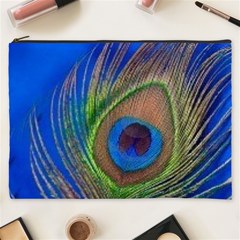 Blue Peacock Feather Cosmetic Bag (xxxl)  by Amaryn4rt