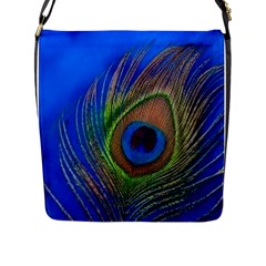 Blue Peacock Feather Flap Messenger Bag (L) 