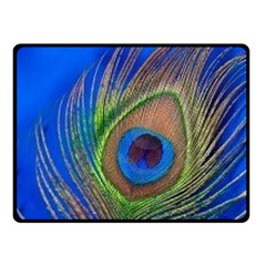 Blue Peacock Feather Double Sided Fleece Blanket (Small) 