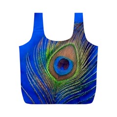 Blue Peacock Feather Full Print Recycle Bags (M) 