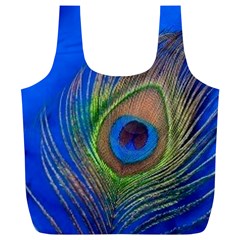 Blue Peacock Feather Full Print Recycle Bags (L) 