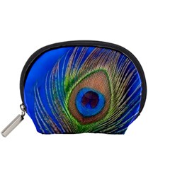 Blue Peacock Feather Accessory Pouches (Small) 