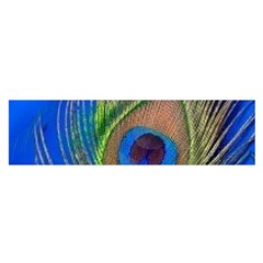 Blue Peacock Feather Satin Scarf (Oblong)