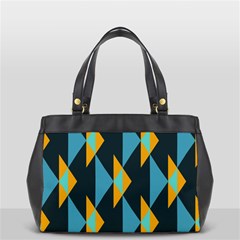 Yellow Blue Triangles Pattern                                                        Oversize Office Handbag (2 Sides) by LalyLauraFLM