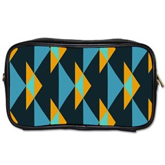 Yellow Blue Triangles Pattern                                                        Toiletries Bag (two Sides) by LalyLauraFLM