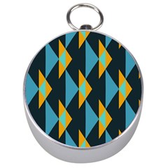 Yellow Blue Triangles Pattern                                                        Silver Compass by LalyLauraFLM