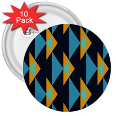 Yellow Blue Triangles Pattern                                                        			3  Button (10 Pack) by LalyLauraFLM