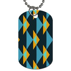 Yellow Blue Triangles Pattern                                                        			dog Tag (one Side) by LalyLauraFLM