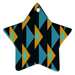 Yellow Blue Triangles Pattern                                                        			ornament (star) by LalyLauraFLM