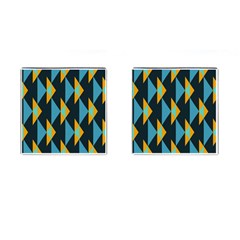 Yellow Blue Triangles Pattern                                                        			cufflinks (square) by LalyLauraFLM