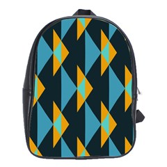 Yellow Blue Triangles Pattern                                                        			school Bag (large) by LalyLauraFLM