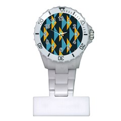 Yellow Blue Triangles Pattern                                                        			nurses Watch by LalyLauraFLM