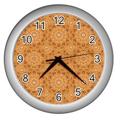 Intricate Modern Baroque Seamless Pattern Wall Clocks (silver)  by dflcprints