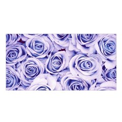 Electric White And Blue Roses Satin Shawl