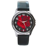 Red fire chicken year Round Metal Watch Front