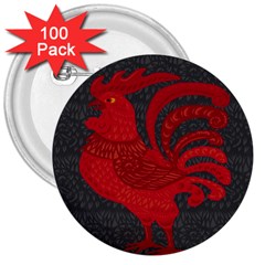 Red Fire Chicken Year 3  Buttons (100 Pack)  by Valentinaart