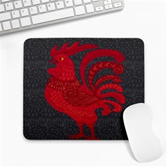 Red Fire Chicken Year Large Mousepads by Valentinaart