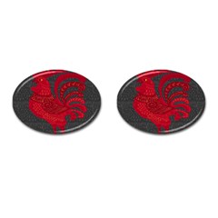 Red Fire Chicken Year Cufflinks (oval) by Valentinaart