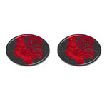 Red fire chicken year Cufflinks (Oval) Front(Pair)