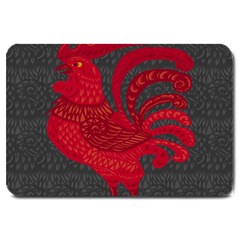 Red Fire Chicken Year Large Doormat  by Valentinaart