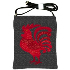 Red Fire Chicken Year Shoulder Sling Bags by Valentinaart