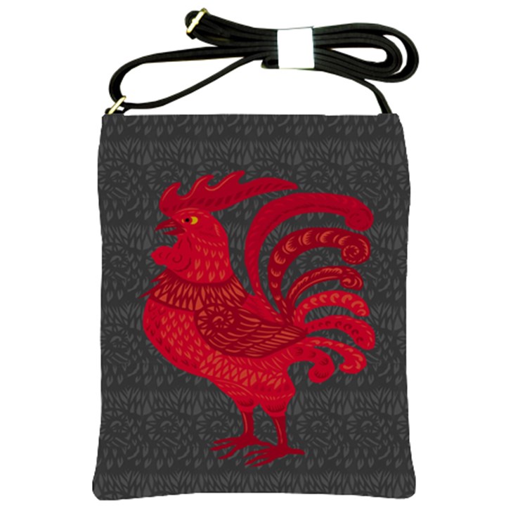 Red fire chicken year Shoulder Sling Bags