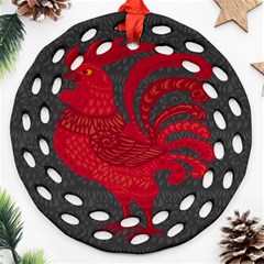 Red Fire Chicken Year Round Filigree Ornament (two Sides) by Valentinaart