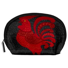 Red Fire Chicken Year Accessory Pouches (large)  by Valentinaart