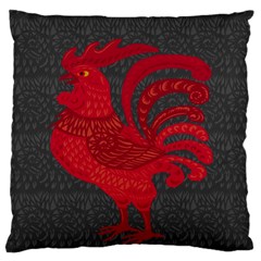 Red Fire Chicken Year Large Flano Cushion Case (one Side) by Valentinaart