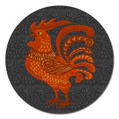 Chicken Year Magnet 5  (round) by Valentinaart