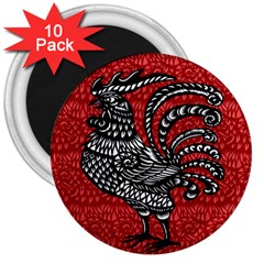 Year Of The Rooster 3  Magnets (10 Pack)  by Valentinaart