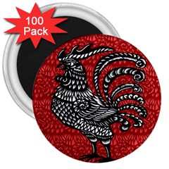 Year Of The Rooster 3  Magnets (100 Pack) by Valentinaart