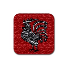 Year Of The Rooster Rubber Coaster (square)  by Valentinaart