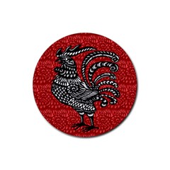 Year Of The Rooster Rubber Coaster (round)  by Valentinaart