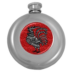 Year Of The Rooster Round Hip Flask (5 Oz) by Valentinaart