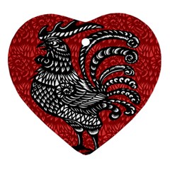 Year Of The Rooster Heart Ornament (two Sides) by Valentinaart