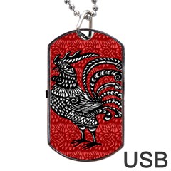 Year Of The Rooster Dog Tag Usb Flash (two Sides) by Valentinaart