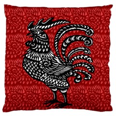 Year Of The Rooster Large Flano Cushion Case (one Side) by Valentinaart