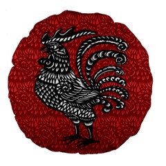 Year Of The Rooster Large 18  Premium Flano Round Cushions by Valentinaart