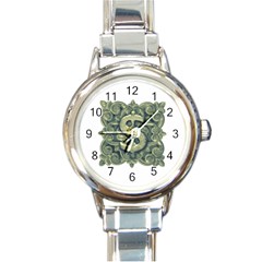 Money Symbol Ornament Round Italian Charm Watch by dflcprints