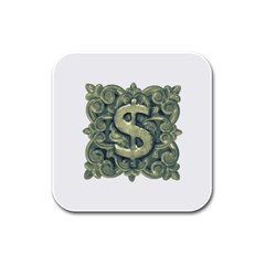 Money Symbol Ornament Rubber Square Coaster (4 Pack)  by dflcprints