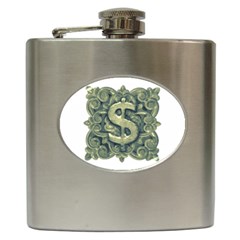 Money Symbol Ornament Hip Flask (6 Oz) by dflcprints