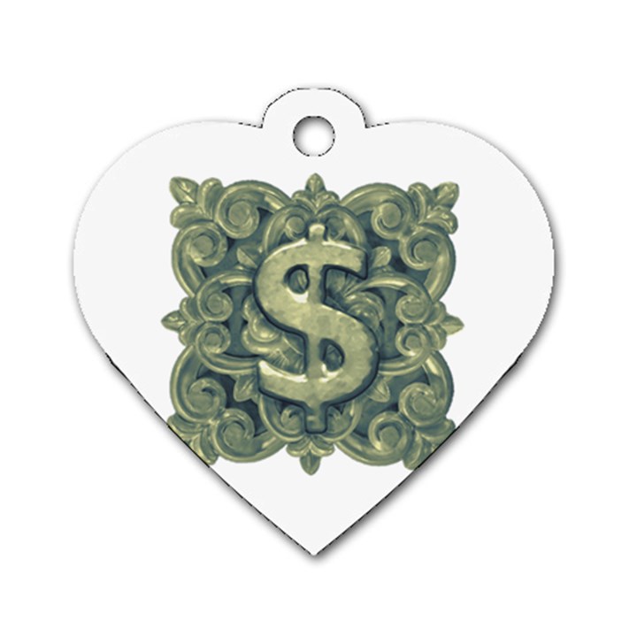 Money Symbol Ornament Dog Tag Heart (One Side)