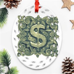 Money Symbol Ornament Ornament (oval Filigree) by dflcprints