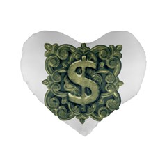 Money Symbol Ornament Standard 16  Premium Heart Shape Cushions by dflcprints