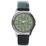 Money Symbol Ornament Round Metal Watch Front