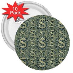 Money Symbol Ornament 3  Buttons (10 Pack) 